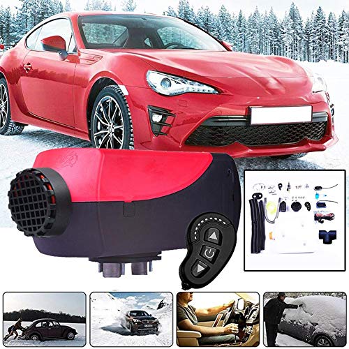 5KW 12V Diesel Fuel Heater with Remote Control LCD Monitor & Silencer Car Parking Heater for RV, Motorhome Trailer, Trucks, Boats, Bus (red + black)