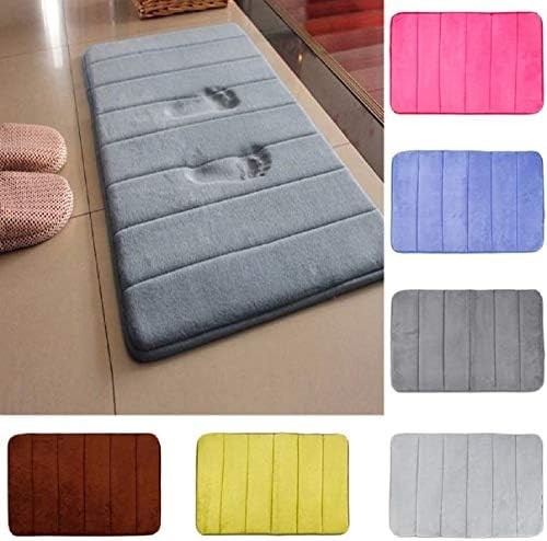 4060cm Bath Mat Bathroom Carpet Rug Coral Fleece Memory Foam Bathroom Mat Kitchen Door Floor Tapis de bain by ShopIdea (White)