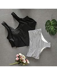 Amo & Co Traje de baño de talle alto, finas correas de hombro con volantes, Bikini traje de baño