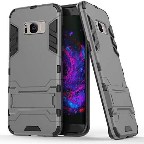 Galaxy S8 Case,[Drop Tested] Elech Ultra Slim Fit Anti-slip Shockproof Rugged Armour Protective Case, Scratchproof Stain Resistant High Impact Defender Case with Kickstand for Samsung Galaxy S8 (Grey)