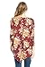 Frumos Womens Tunic 3/4 Sleeve Flower Print Tunic Top