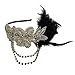 Tinksky Retro Black Feather Headpiece Flapper Chain Flower Hairband Great Gatsby Headband 1920s for Fancy Dress Party Dress-up Accessories - Wedding Valentine's Day gift