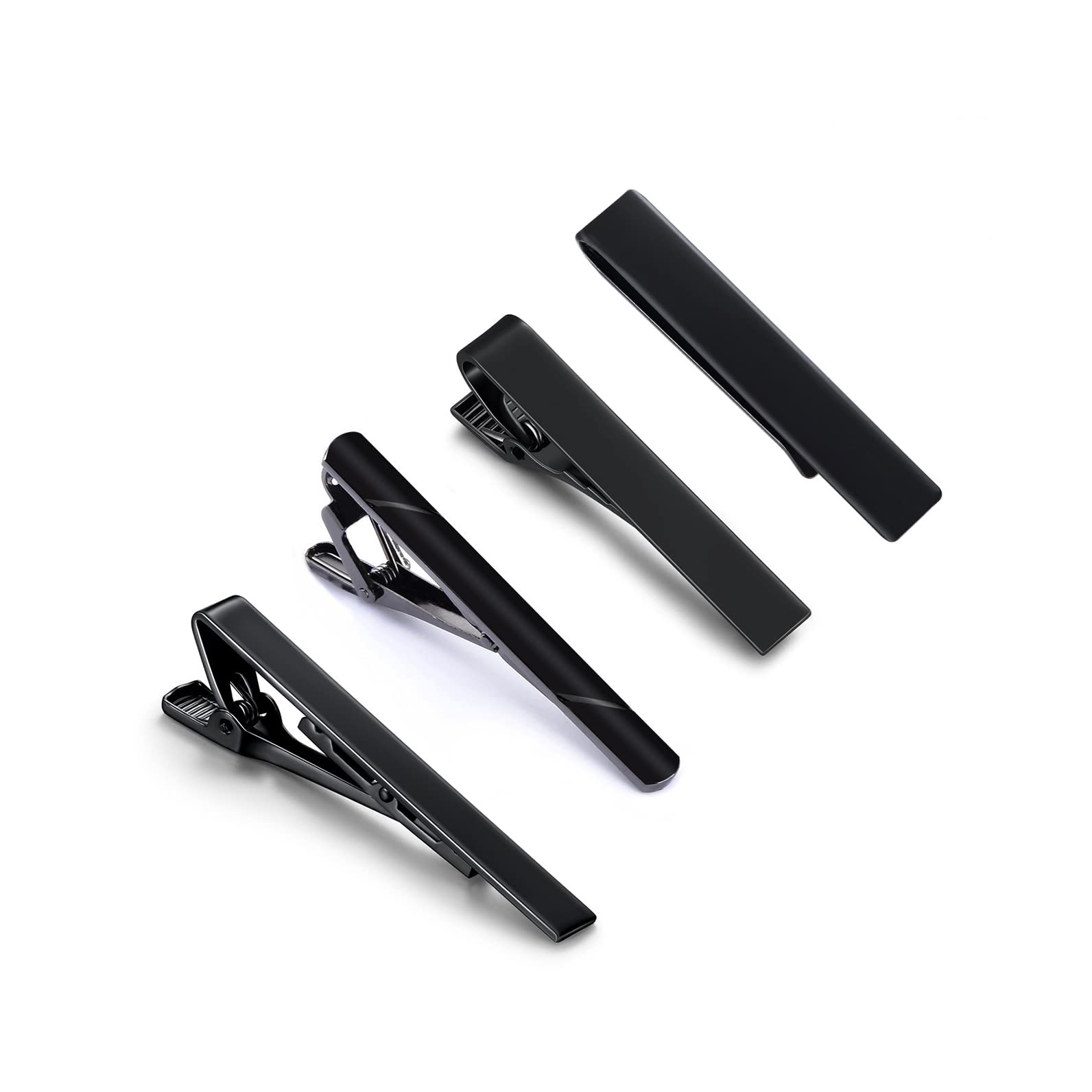 Photo 1 of 4pcs Gold SIlver Black Tie Clips Set Regular Ties Necktie for Wedding Engagement Anniversary Business Best Gift Skiny Necktie Meeting for Dad Husband-black
