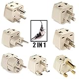 OREI 7 Travel Adapter Plug Set  Safe Grounded For Europe, Germany, Italy, S. Africa, China, Australia, UK, India and More