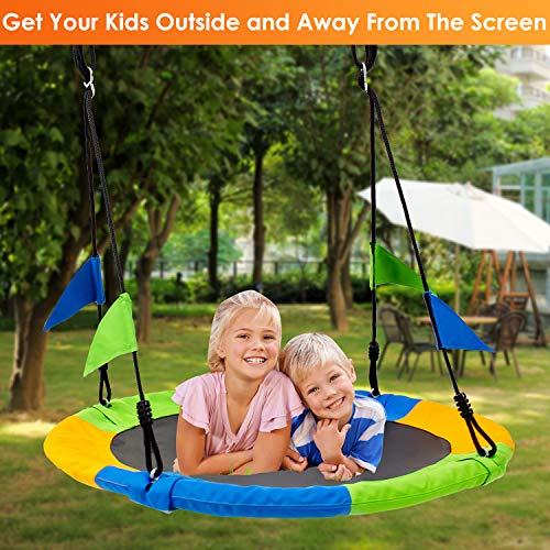 Flying Saucer Tree Swing Set, Large Tree Swing Indoor Outdoor, Tree