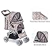 Comiga Pet Stroller, 4-Wheel Cat Stroller, Foldable Dog Stroller with Removable Liner and Storage Basket, for Small-Medium Pet,Leopardthumb 2