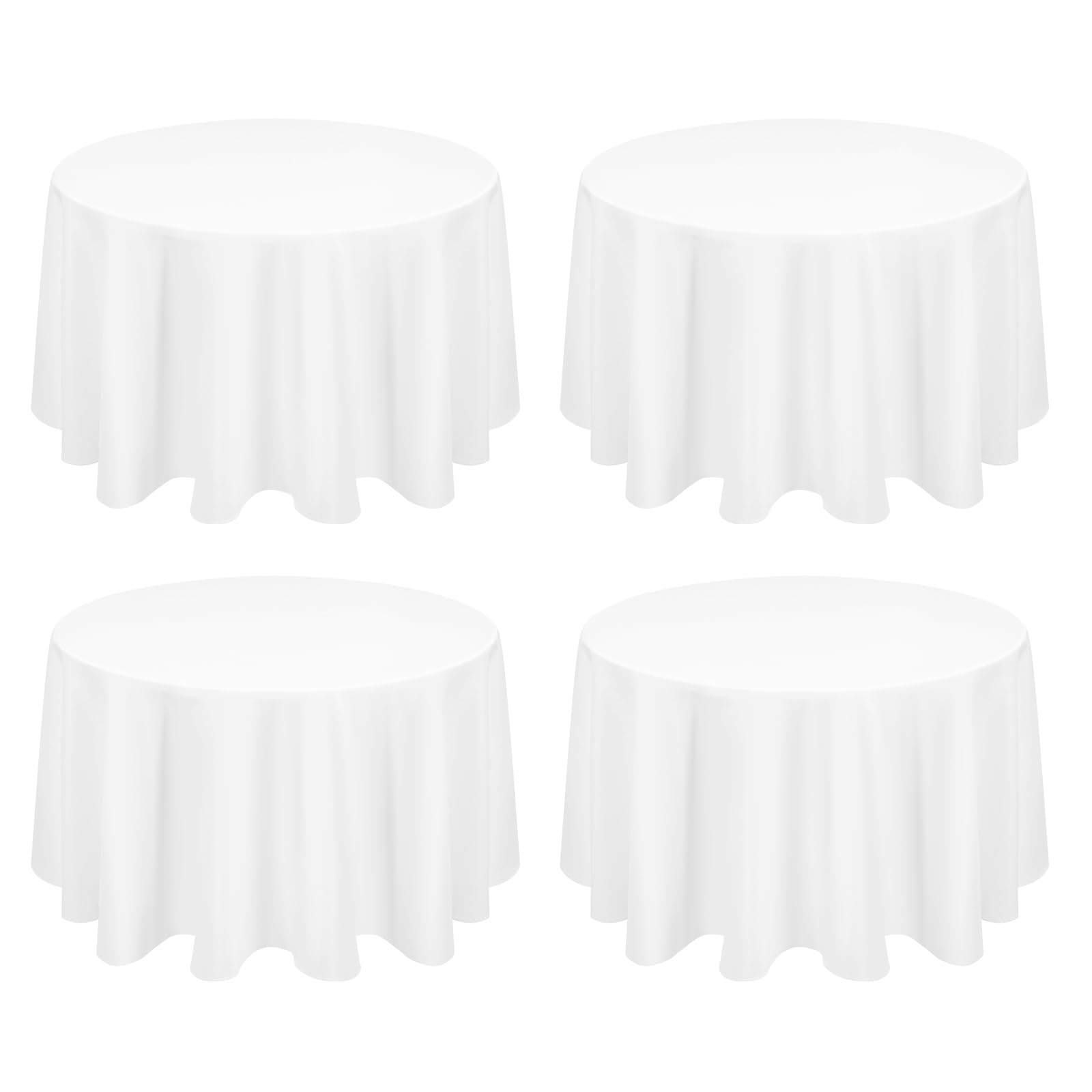FXKS 4 Pack White Round Tablecloth 70 Inch White Table Cloth Stain and Wrinkle Resistant Tablecloths Reusable and Washable Polyester Fabric Table Covers for Buffet Wedding Party and Banquet