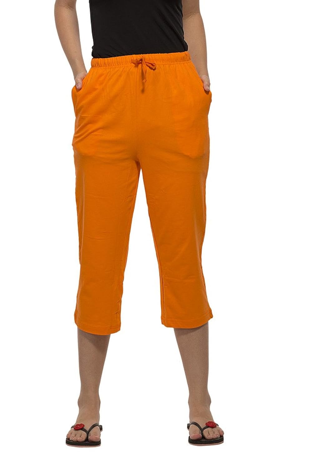 clifton womens solid capri - bright orange