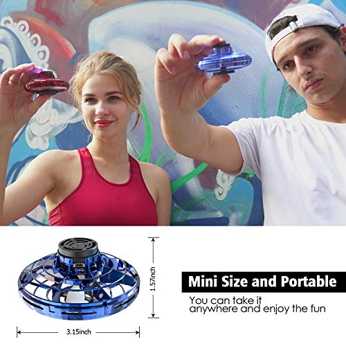 BASEIN FlyNova The Most Tricked-Out Flying Spinner, Hand Operated Drones for Kids or Adults - UFO Flying Toy with 360° Rotating and Shinning LED Lights (Blue)