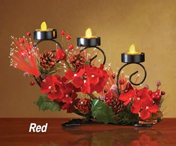 Amazon Com Led Tea Light Candle Red Christmas Flowers Centerpiece Accent Holiday Decoration Everything Else