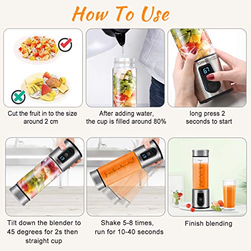 Portable Blender, GTING Personal Smoothies Blender Cordless, Single Serve Mini Blender 450ml