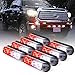 Xprite White & Red 4 LED 4 Watt Emergency Vehicle Waterproof Surface Mount Deck Dash Grille Strobe Light Warning Police Light Head with Clear Lens - 8 Pack