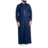 alqamees Mens Thobe Exclusive Long Sleeve Kaftan Traditional Islamic Long Gown Jubba Thawb for Men