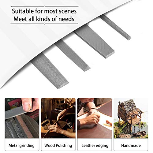 ETEPON 18pcs Metal File Set, 4 Flat/Half-round/Round/Triangle Files, 12 Needle Files, Cleaning Brush & Carrying Case for Woodwork Metal Model Hobby Applications ET031