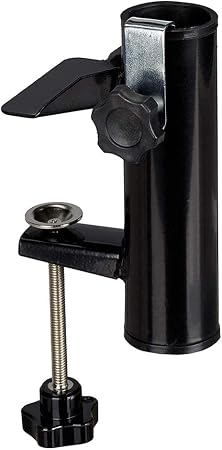 Amazon Com Dinapents Patio Umbrella Holder Bench Buddy Deck Umbrella Stand Metal Clamp Holder Clip Beach Fishing Umbrella Mount Clamp For Balcony Deck Black Garden Outdoor