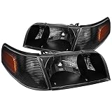 Spec-D Tuning 2LCLH-VIC98JM-EU Ford Crown Victoria Crystal Black Headlights+Clear Amber Corner Lamps