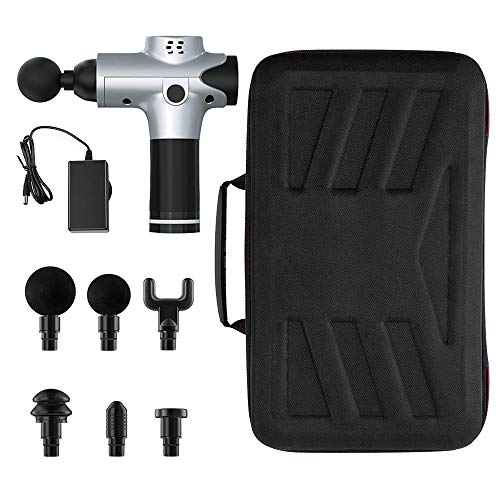 ORDORA Massage Gun with 20 Speeds, 6 Heads, Deep Tissue Percussion Massager for Athletes Muscle Relaxation Pain Relief, Massagers for Neck and Back, Quiet Cordless Electric Handheld Massager