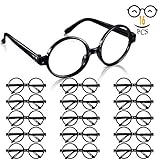 Harry Potter Wizard Glasses with Round Frame No Lenses for Kids Harry Potter, Halloween, St Patrick's Day Costume Party supplies Decorations, 16 Pack, Black