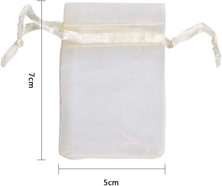 NBEADS 100 Pcs Small Organza Bags Wedding Favour Party Gift Bags Jewelry Pouches, 2.75" x1.96", White - Image 3