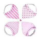 Organic Cotton Baby & Toddler Bandana Bibs with adjustable snaps (4 pack set pink)