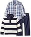 Nautica Baby Three Piece Set with Woven, Quarter Button Sweater, Denim Jean, Sport Navy, 18 Months