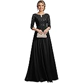 VPOAWT A-line Chiffon Mother of The Bride Dresses for Women Sequin Lace Long Formal Dresses Prom Evening Gowns