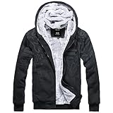 Free2mys Men's Thermal Fleece Full Zip Hoodie Sweatshirt (2XL, Black)