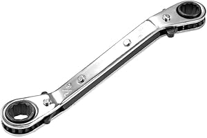 uxcell Reversible Ratcheting Wrench, 3/8-inch x 7/16-inch Offset Double Box End, Cr-V