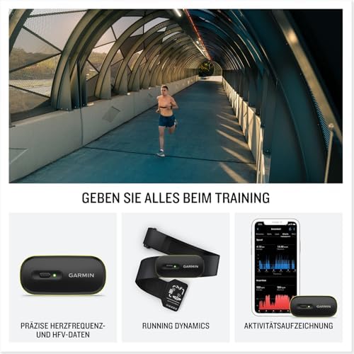 HRM 600 - Herzfreqzenz-Brustgurt zur Messung von präzisen Herzfrequenz- und HFV-Daten, Schritten, Geschwindigkeit und Distanz, bis zu 2 Monate Akkulaufzeit mit aufladbarem Akku, Größe M-XL