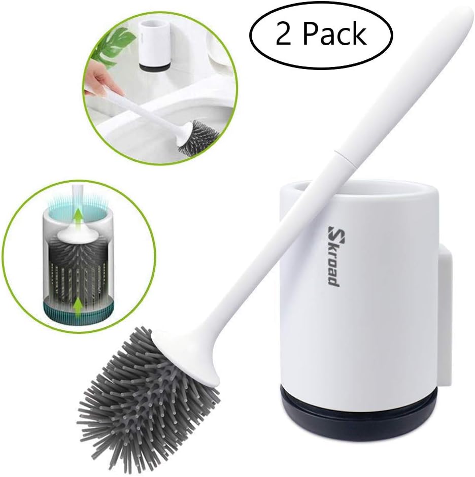 Toilet Brush and Holder, Soft Silicone Bathroom Toilet Cleaning Brush