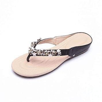 AWSAYS 2019 Damen Hausschuhe Mode Strand Sandalen Wild Wear FüNfzackigen Flachen Flachen Flip-Flops