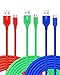 OKRAY 3 Pack 10ft 3M Durable Micro USB 2.0 A Male to Micro B Sync and Charge Cables Charging Cords Charger for Android, Samsung Galaxy, HTC, Motorola, Sony, Nokia, LG, Google Nexus (Red Green Blue)