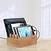 MAXGADGET Bamboo Charging Station Desktop Organizer Upgrade 24W 5A 4 Ports USB Charging Station Dock for iPhone, iPad, Tablets,Kindle-Multiple USB Charger Station & Cell Phone Docking Station