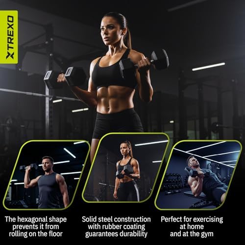 Mancuernas Hexagonales de 20kg Duradera de Hierro Fundido con Revestimiento de Goma para Gym en Casa con Mango Ergonómico Mancuerna Hex Estable y Versátil HXD200