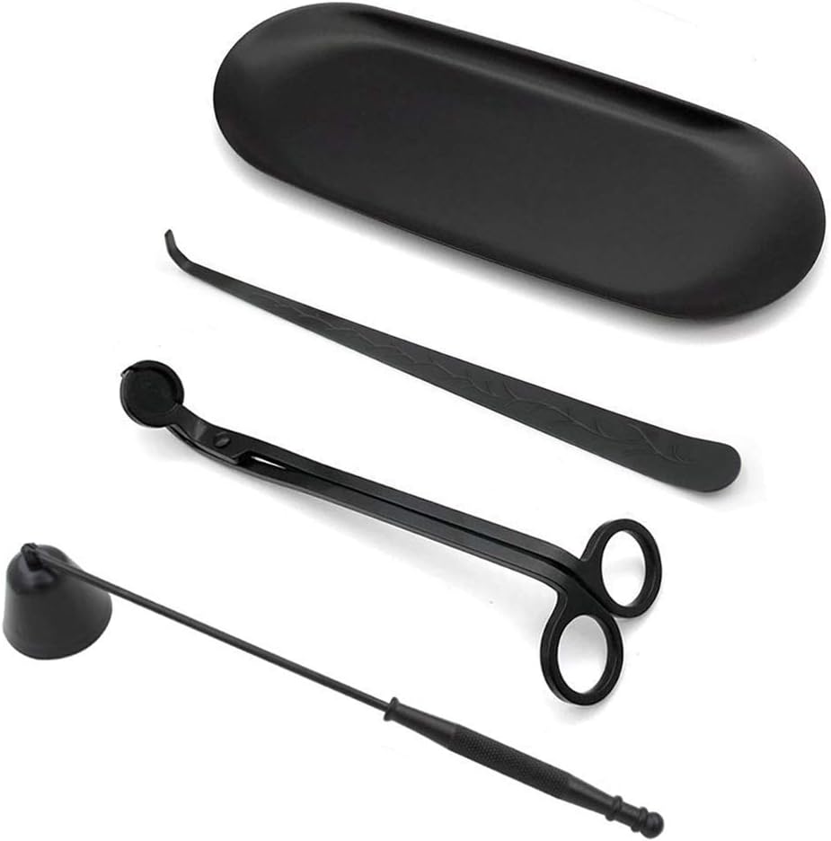 ABMRO 4 in 1 Stainless Steel Candle Cover Tools kit,Candle Wick Trimmer Cutter, Candle Wick Dipper,Candle Snuffer and Plate Holder