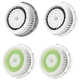 Facial Brush Heads, Greeninsync(TM) Compatible Replacement Facial Cleaning Brush Heads (4Pack) 1Normal+2Acne+1Sensitive for Mia, Alpha Fit, Mia Fit, Mia 2, Mia3, Aria, Smart Profile, Plus and Radiance Cleansing