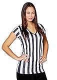 Mato & Hash Womens Referee Shirts | Comfortable V-Neck Ref Shirt for Waitresses, Refs, More! - Black/White CA1000 S