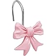 CHICTIE Bow Knot Decorative Shower Curtain Hooks, Pink Shower Rings for Shower Curtain Rods Babys Girls Room Bathroom Rustproof Shower Hooks Hangers