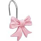 CHICTIE Decorative Shower Curtain Hooks, Bow Knot Shower Curtain Rings Hooks for Bathroom Baby Kids Room Rustproof Shower Hooks (Pink)