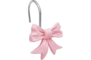 CHICTIE Decorative Shower Curtain Hooks, Bow Knot Shower Curtain Rings Hooks for Bathroom Baby Kids Room Rustproof Shower Hooks (Pink)