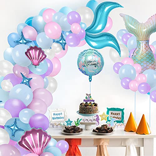 217 PCS Mermaid Balloon Garland Kit, Little Mermaid Tail Balloons