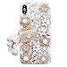 DMaos Compatible with iPhone Xs Max Women Case, Handbag Design Sparkly Rhinestone Cover, Cute Girly Bling Diamond Snow Flower, Beauty 6.5 inch 2018