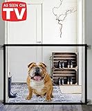 Queenii Magic Gate for Dogs, Baby Gates Pet Safety Gate, Portable Folding Mesh Magic Gate Baby Safety Gates, Safe Guard Install Anywhere, Safety Fence for Hall Doorway Wide Tall (Black)