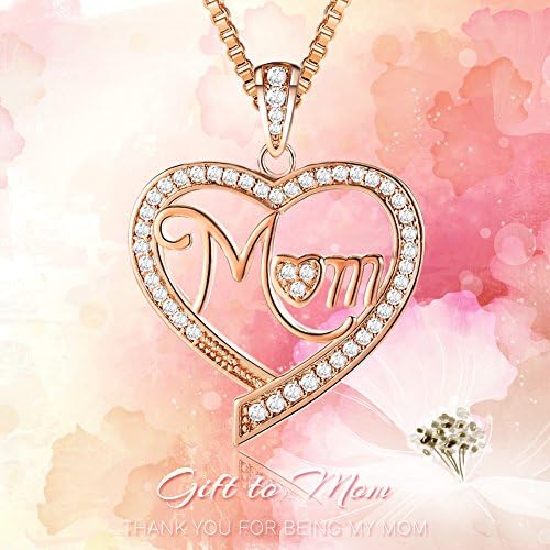 Mother's Day Gifts - 'Mom' 'Nana' 'Aunt' Love Heart Pendant Necklace - Women's Rose Gold Fashion Jewelry - Birthday Anniversary Present for Her