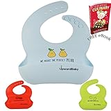 UpwardBaby Perfect Pear | Food Safe Waterproof Silicone Bib - Wipes Clean Easy | Soft Baby Bib Material Comfortable Mess Free Meals | Stain And Heat Resistant