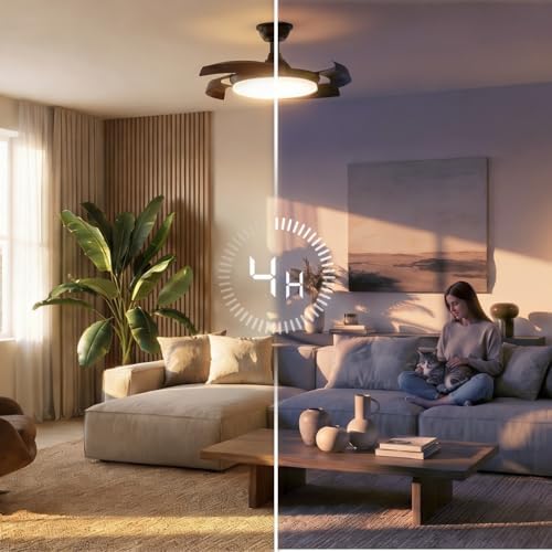 Deckenventilator EnergySilence Aero 4500 Puzzle Invisible Black&DarkWood. 30W DC-Motor, 4 Hocheffiziente Flügel, 6 Einstellbare Geschwindigkeitsstufen, mit Sommer-/Winterfunktion