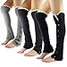 NOVAWO Women's Christmas High Knit Crochet Lace Leg Warmers,3 Pack (Gray/Dark Gray/Black),One Size