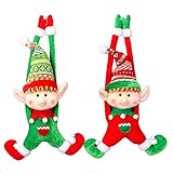 OurWarm PartyTalk 2pcs Plush Christmas Elves Toys 16" Adorable Boy and Girl Elf Doll Hanging Christmas Ornaments for Holiday Door Tree Decor Xmas Gifts