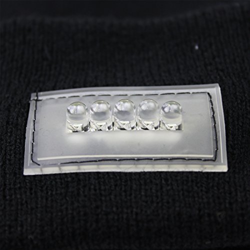 EZGO 5 LED Hands Free Unisex Lighted Beanie Power Stocking Cap/Hat, Perfect Hands Free Flashlight for Hunting, Camping, Grilling, on/off Switch Hidden in the Cap, Black - Thumbnail 4