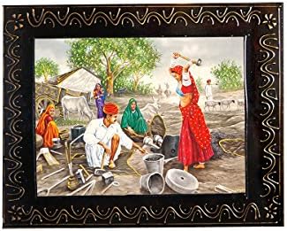 R S Jewels Hand Painted Rajasthani Art Paintings With Village Culture